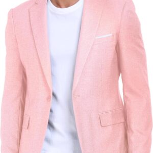 Men's Linen-Blend Suit Jacket, Breathable Single Breasted Blazer