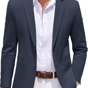 Men's Casual Knit Blazer Two Button Lightweight Sport Coats Suit Jacket